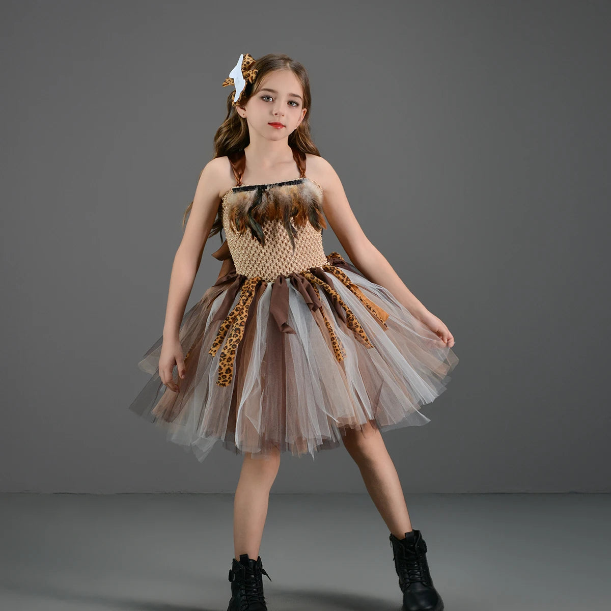Höhlenmädchen-Kostüm für Kinder, Halloween-Tutu-Kleid, wilder Mann, Baby, Cosplay, Geburtstag, Dschungel, Karneval, Party, Kleider, ausgefallenes Tutus-Outfit.