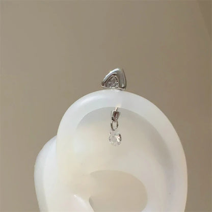 Silver Color Cat's Ear Droplet Shaped Zircon Stainless Steel Ear Bone Nail Earring for Women New Trendy Body Piercing Accessorie