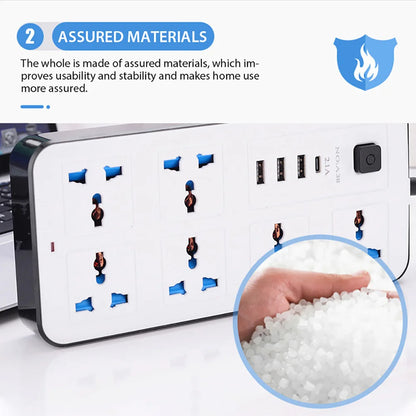 Power Multi Tap Universal Stecker EU US UK Steckdose Steckdosenleiste mit 2 m Verlängerungskabel AC Typ C USB Port Ladung Steckdose.