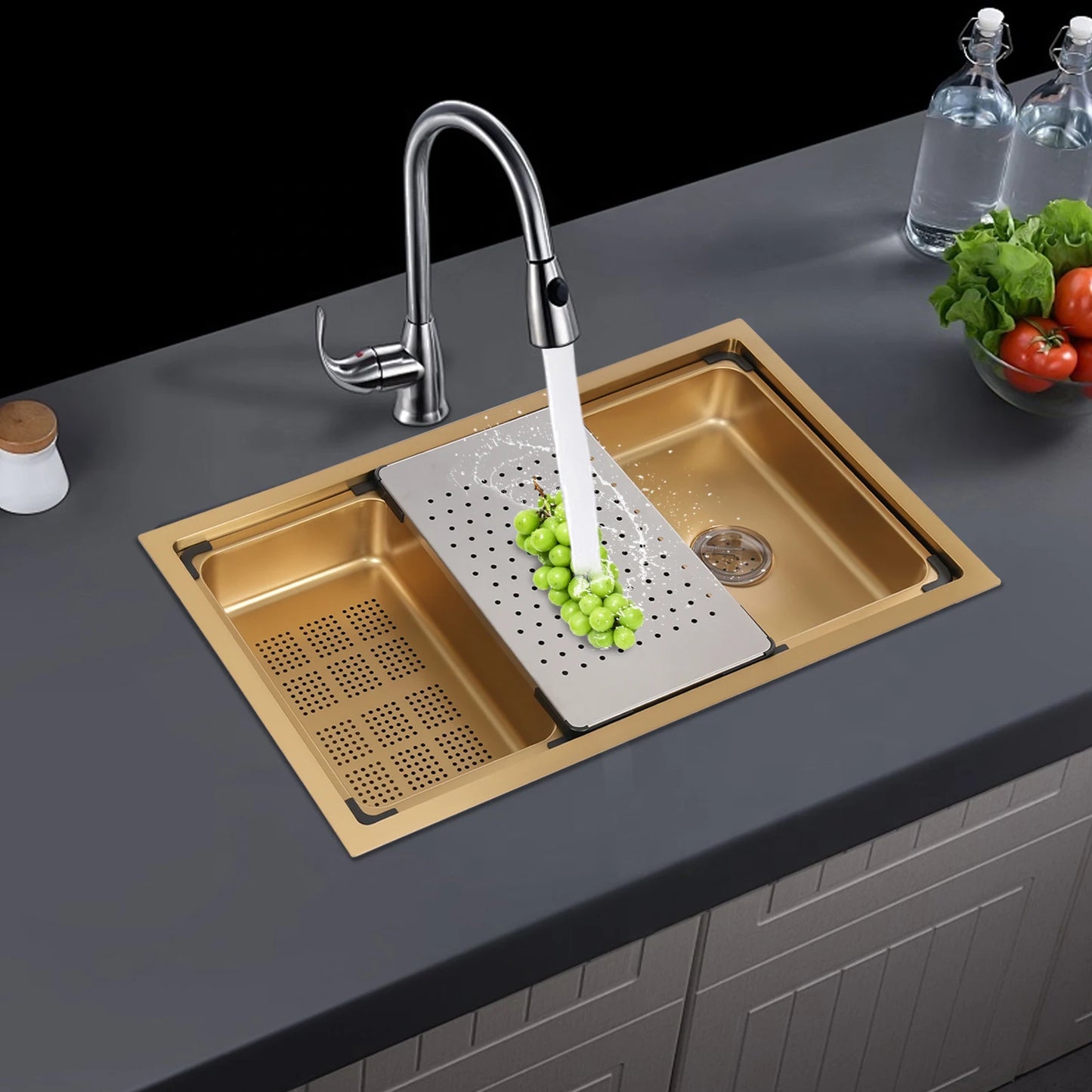 Gold 30 × 18 × 9 Inch 304 Stainless Steel Sink Undercarriage Kitchen Sink Stainless Steel Sink For Restaurants Dessert Shops Etc