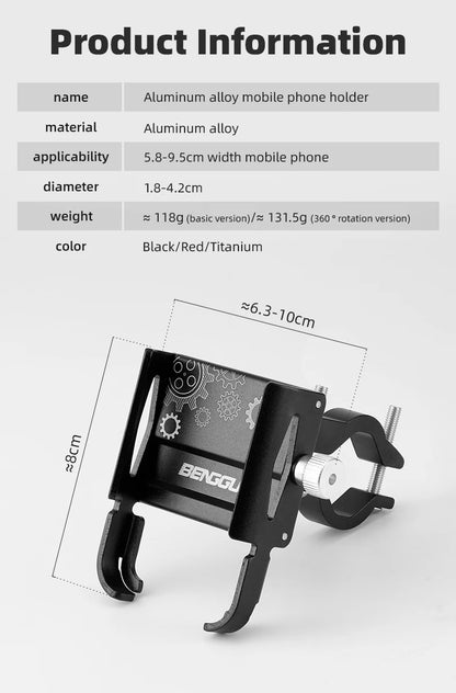 iBudim Bike Phone Holder 360 Rotation Bicycle Phone Holder for 4.7-7.0 inch Devices Motorcycle Handlebar Mobile Phone Stand.