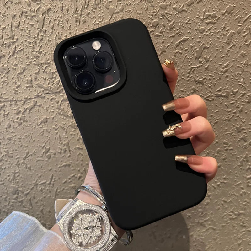 Luxury Silicone Shockproof Phone Case For iPhone 17 Air 16 15 14 13 12 11 Pro Max Plus 16E High Guality Solid Color Cases Cover.