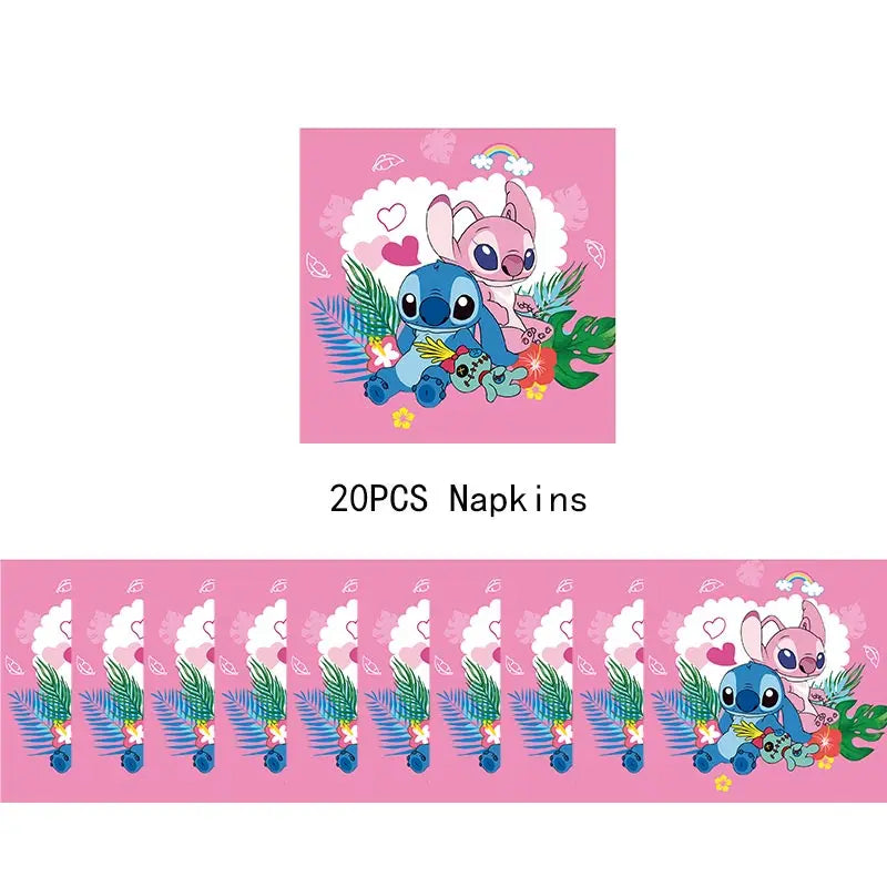 Disney Lilo Stitch Geburtstag Party Dekoration Kinder Stitch Thema Geschirr Set Engel Luftballons Happy Banner Zubehör für Mädchen zugunsten.