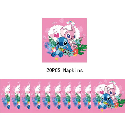 Disney Lilo Stitch Geburtstag Party Dekoration Kinder Stitch Thema Geschirr Set Engel Luftballons Happy Banner Zubehör für Mädchen zugunsten.