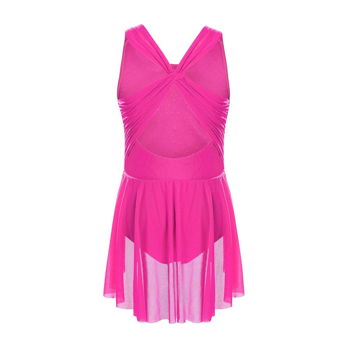 Kinder Mädchen Ärmellose Ausschnitt Strass Eiskunstlauf Trikot Kleid Lyrical Dance Gymnastik Akrobatik Leistung Kostüm