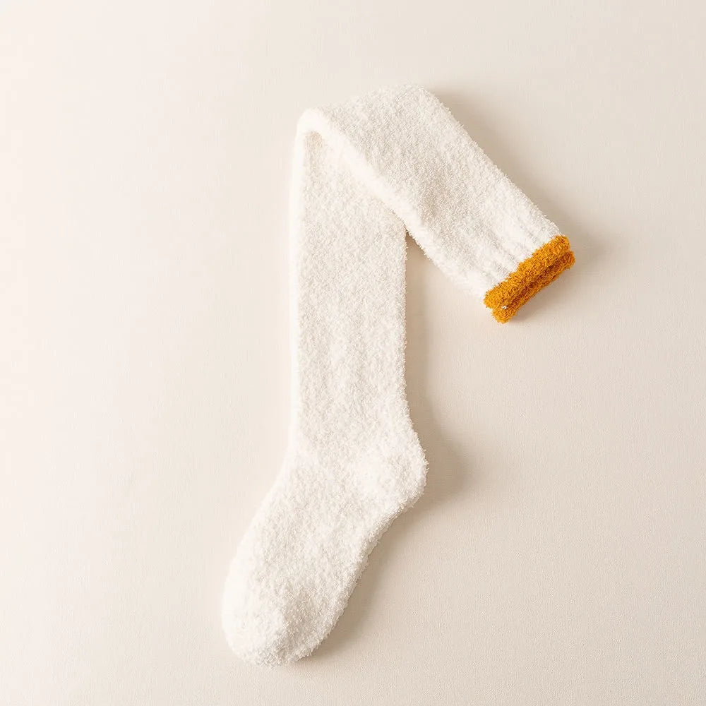 MuqiNush Thigh High Knee Socks Knitted Warm Winter Plush Thick Tall Long Boot Stockings Leg Warmers for Daily Cosplay Sleep.