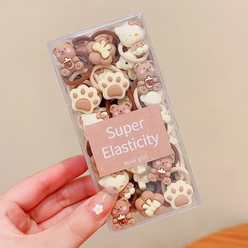 Coffee Color Children's Cute Cartoon Hair Rope Baby Thumb Loop Does Not Hurt Rubber Band Headwear Baby Tie Head  Small Pull.