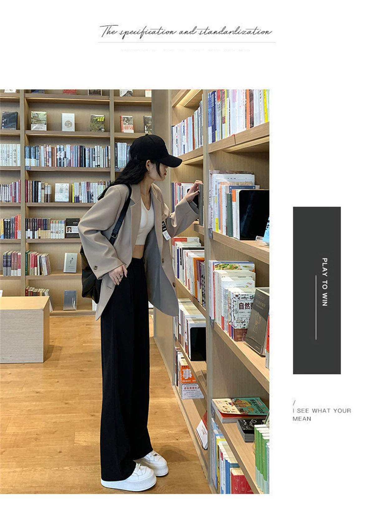 Fashion High Waist Wide Leg Pants Women Spring Fall Baggy Black Trouser Office Ladies Full Length Straight Suit Pant Outwear New.