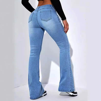 Women's jeans high waist stretch comfortable flared pants Denim pants.