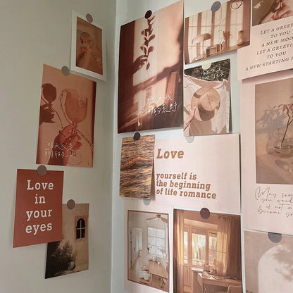 Ins Nordic Retro Wall Decorative Photo Card Stickers Bedroom Art Postcard Decoration DIY Wall Card Stickers Photography Props.