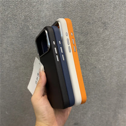 Luxury Solid Color PU Leather Magsafe Case For iPhone 17 Air 17Pro 17Pro Max Active Touch Camera Button Lens Protection Cover.