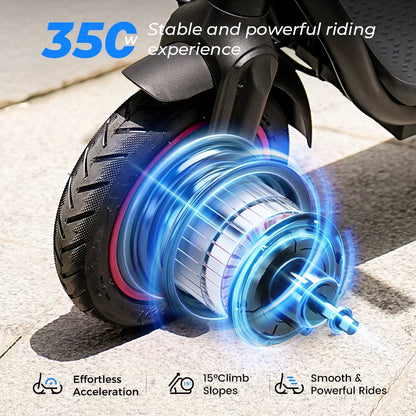 ISCOOTER W5 Electric Scooter Adults 350W motor 36V7.8Ah E-Scooter 8.5" Inflatable road Tires Foldable EScooter.