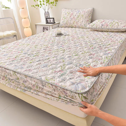 Thicken Mattress Cover for Home funda de colchón 100% Cotton Fitted Bedsheet King Size Floral Bed Covers 150x200(no pillowcase)