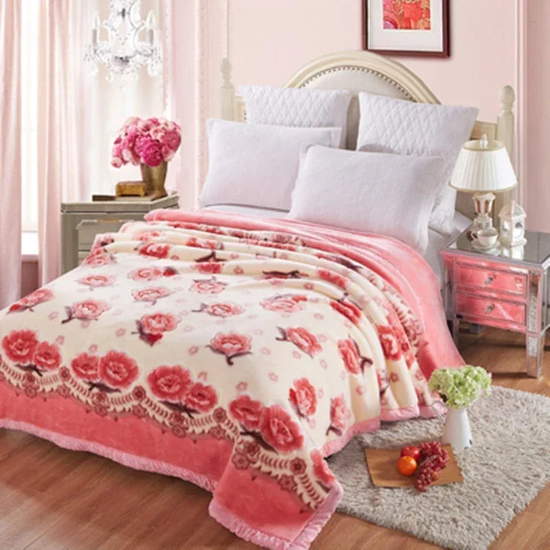 Blanket Double Thickened Raschel Winter Wedding Quilt Blanket Warm Coral Fleece Cashmere Blanket Double