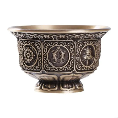 Tibetan Eight Auspicious Symbols Offering Bowl Holy Water Cup for Buddhist Ritual Buddhas Home Decoration 37JD.