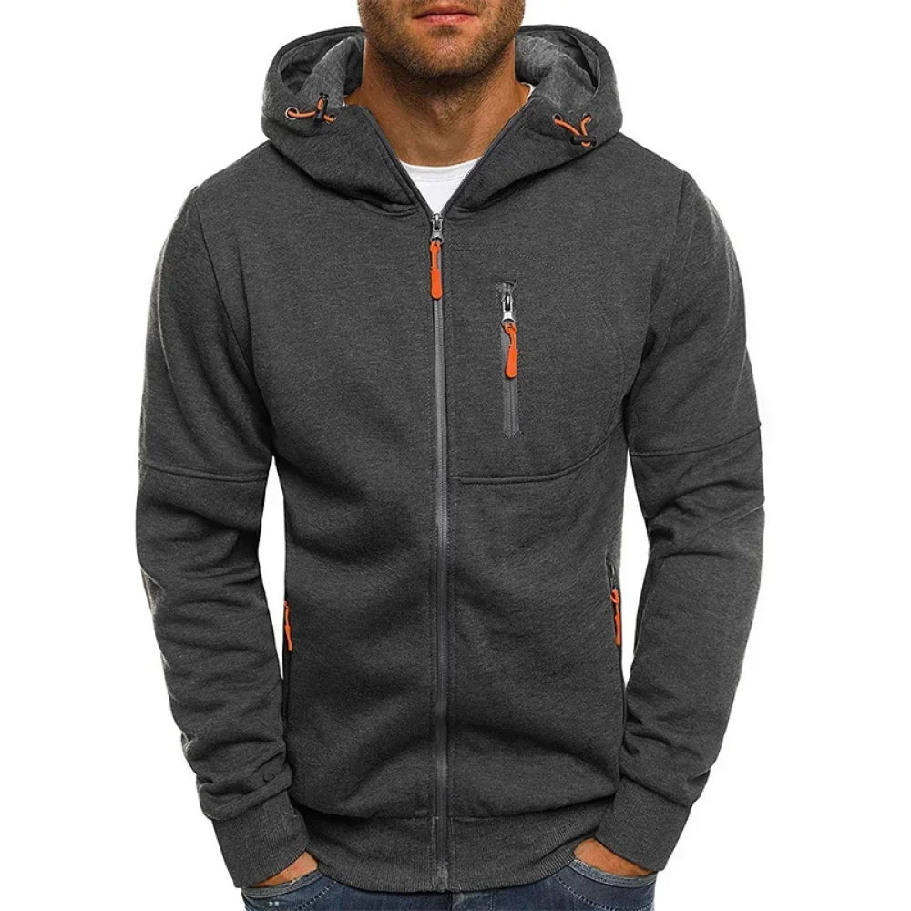 Men's Hoodies Long Sleeve Sweatshirt Zipper Design Hooded Sweatshirt for Men Clothing Sportswear Slim Fit Casual Jacket.