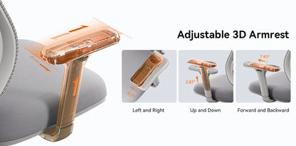 NEWTRAL MAGICH003 Ergonomischer Bürostuhl, automatisch ausgestellte Rückenlehne, adaptive Unterrückenstütze, verstellbarer Kopfstützensitz, Grau
