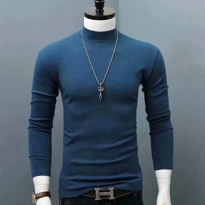 2023 new Sweater Men Solid Color Turtleneck Pullovers Pull Homme Men's cold Blouse Winter Long Sleeve T Shirts.