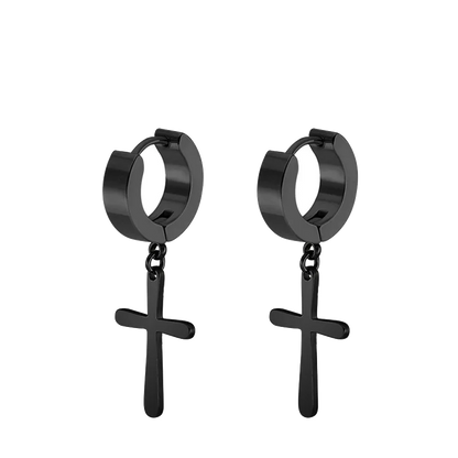 1 Pairs Black Earrings Set Punk Stainless Steel Stud Earrings For Men Women Vintage Hip Hop Piercing Ear Jewelry Accessories.