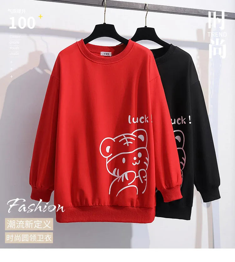 170Kg Plus Größe frauen Büste 170cm Frühling Herbst Lose Oansatz Langarm Cartoon Print Sweatshirts 6XL 7XL 8XL 9XL 10XL 11XL.