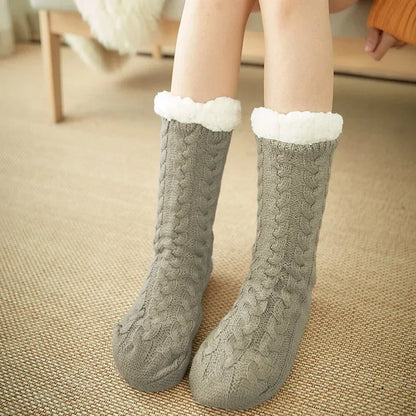 Womens Fuzzy Thermal Sock Plush Grip Hemp Winter Soft Female Home Indoor Warm Bedroom Non slip fluffy Thick Slipper Floor Sock