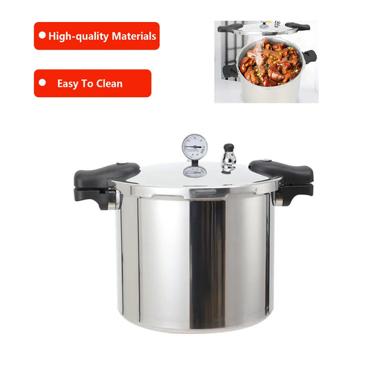 22L Aluminium Alloy Pressure Canner 90Kpa Thickened Explosion-proof Pressure Cooker Pot with Pressure Gauge and Safety Valve.