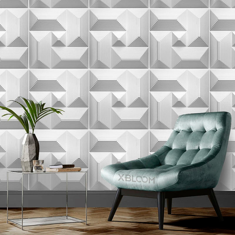 12 Pcs Decorative 3D Wall Panel Diamond Design Matt White Wallpaper Mural Tile-Panel-Mold 3D wall sticker bathroom kitchen 30cm
