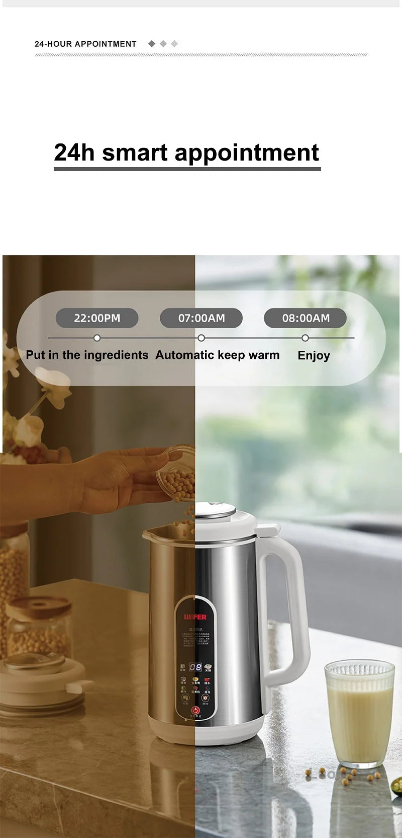 110V/220V Soy Milk Machine Electric Juicer Multifunctional Wall Breaking Machine Kitchen Auto Heating Rice Paste Machine 1200ml.