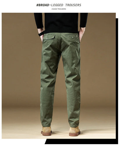 97% Cotton Men Casual Trousers Solid Color Slim Fit Men's Pants New Winter Autumn High Quality Classic Business Pant Male.