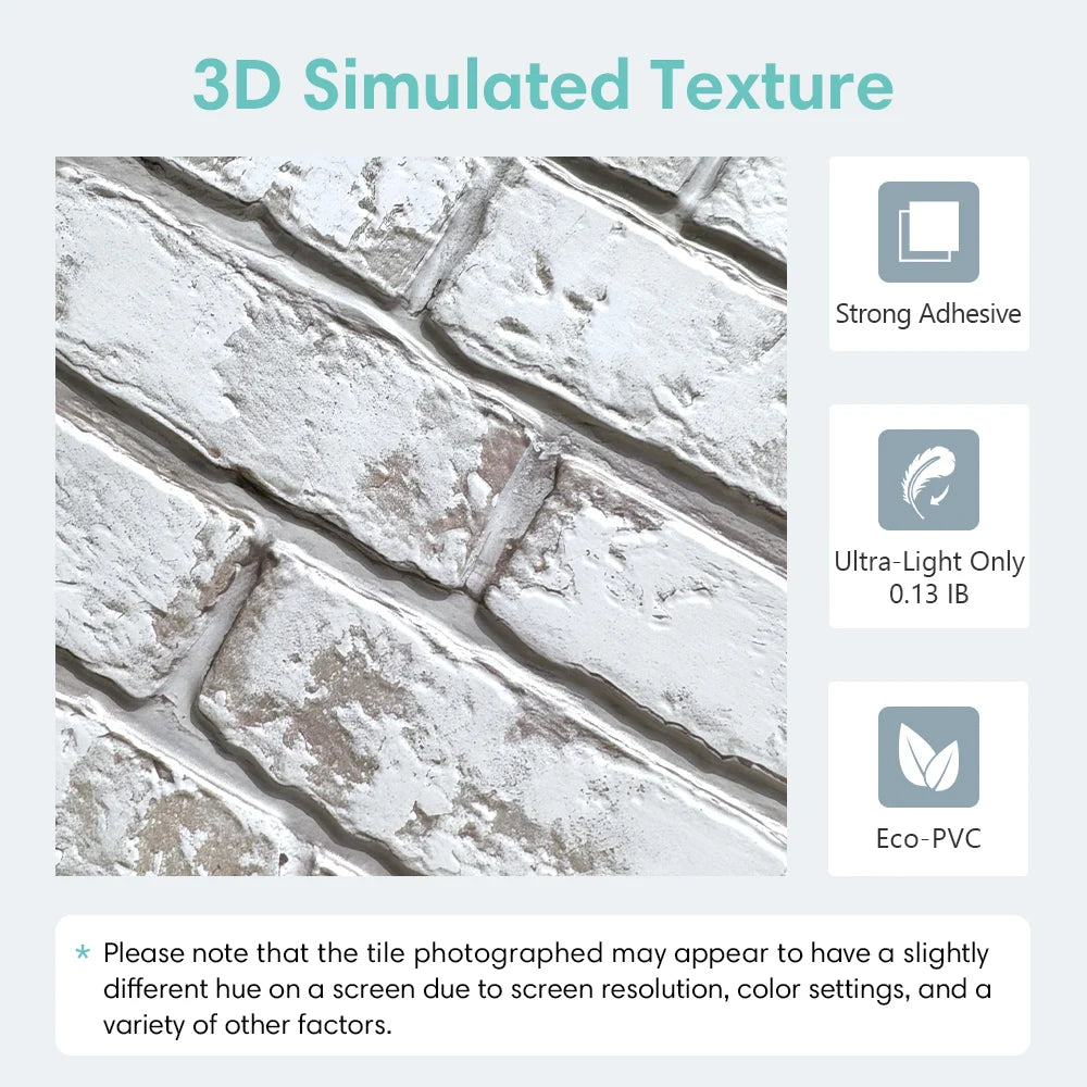 10 Pcs 3D Wall Panel Peel and Stick, 3D Brick Wall Sticker, Kitchen Adhesive Sticker, Tiles Stickers Waterproof