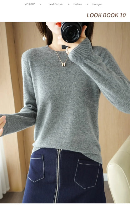 Herbst Winter frauen Pullover Oansatz Kaschmir Solide Pullover Schlank Bodenbildung Shirt Langarm Casual Grundlegende Pull Femme Pullover