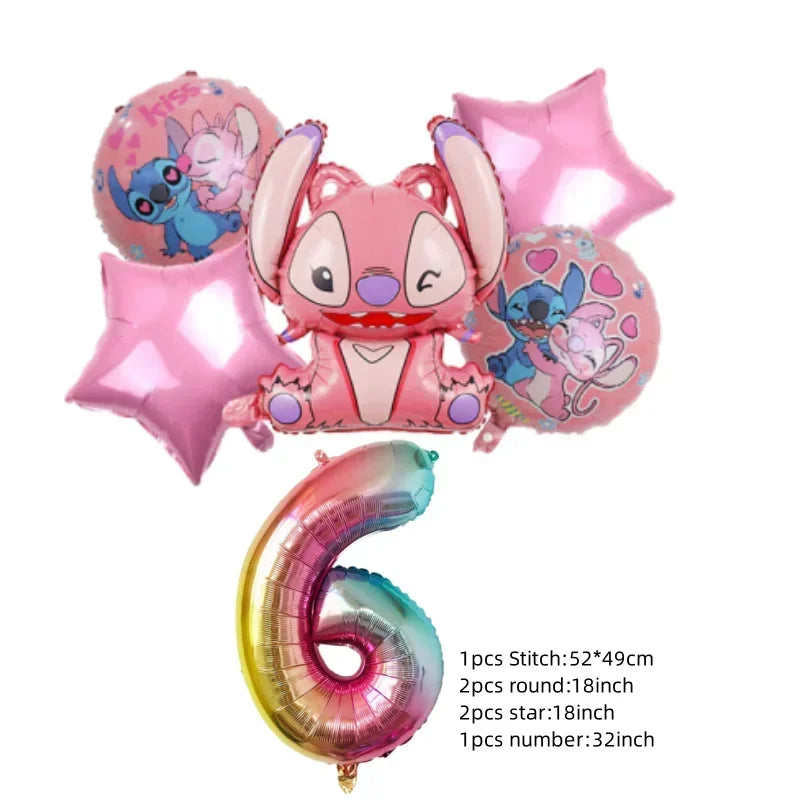 Niedliche Cartoon-Lilo und Stitch-Luftballons, alles Gute zum Geburtstag, Party, Babyparty, Dekorationen, Kindergeschenke, Einweggeschirr.