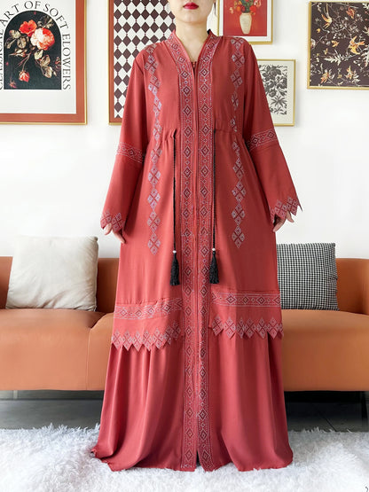 Laxury Design New Women Elegant Dress Chiffon Open Abaya Muslim Women Dress Islamic Clothing Cardigan Abaya Women Muslim Dress