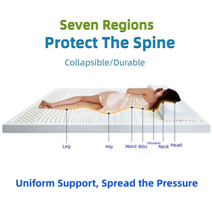 High-End-Latex-Quellen-Flüssigkeitsmatratzenoberteil, 100 % Naturlatex, faltbar, langsame Rückfederung, Thiland-Matten mit anpassbarem Baumwollbezug