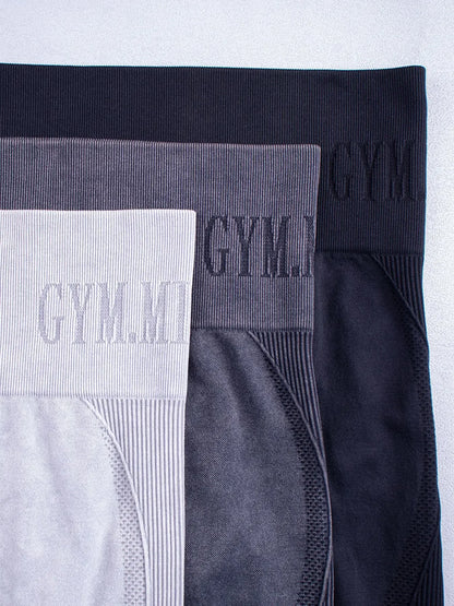 Women Seamless Gym High Waist Yoga Pants Hip Lifting Outdoor Sports Tight Waist Letter Sand Washed Pants Exercise Yoga Leggings