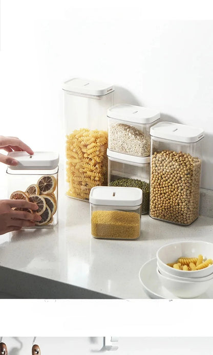 Clear Food Grade Plastic Storage Jar Airtight Seal for Kitchen Snacks Cereals Beans Kitchen Storage Organizer Kitchen Storage.
