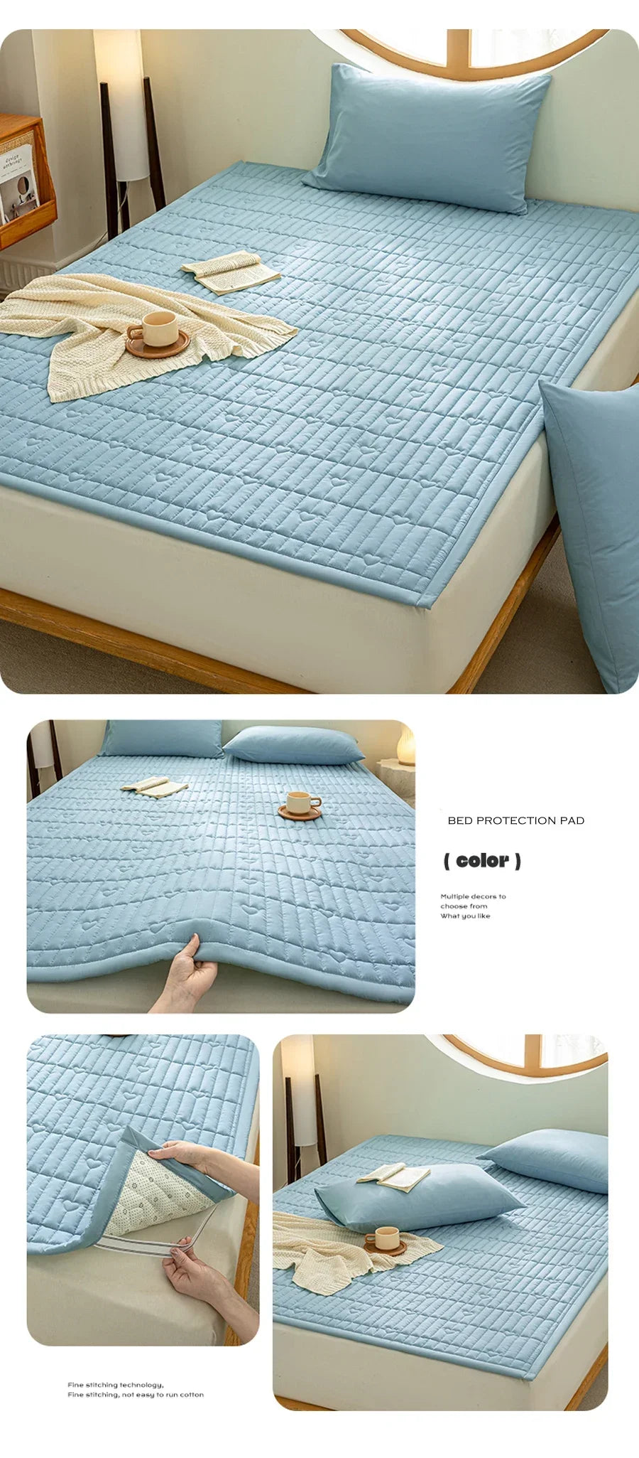 Washed cotton quilted thicken mattress pink romance heart sleeping mat 150cm bed sheet bed protection pad queen king size.