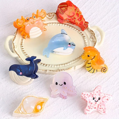 Acetate Ocean Animal Hair Clips for Women Non-Slip Summer Beach Accessories Crab Starfish Whale Multi-Pack Gifts
