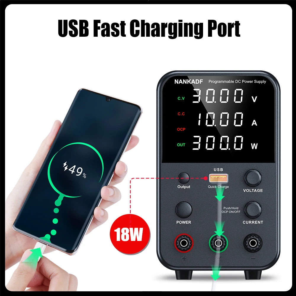 NANKADF DC laboratory power supply 30V 10A bench power supply encoder regulates voltage and current Dual input voltage 220V/110V.
