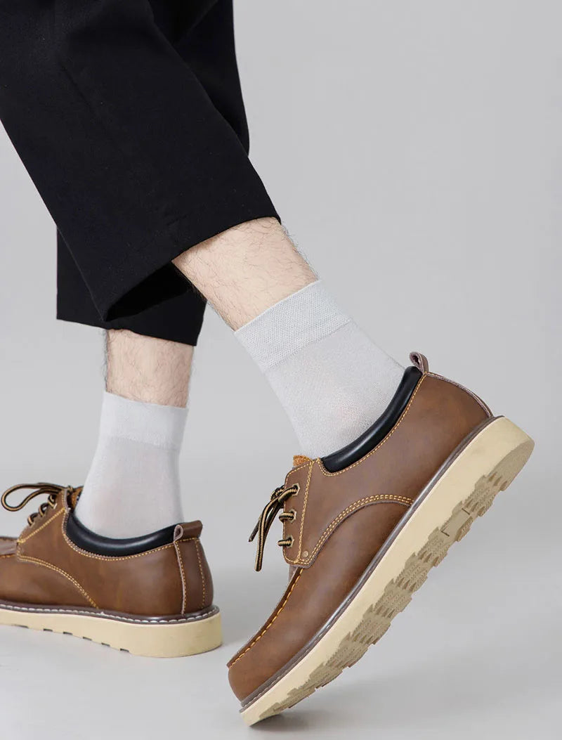 10 Pair Men's Summer Mesh Bamboo Fiber Socks Fashionable Breathable Business Socks Suitable For Sweaty Feet Casual Socks