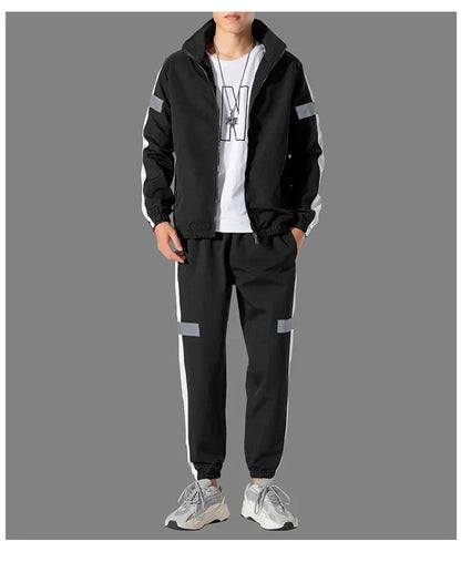Trendy Men's Sportswear Set Casual Open Cardigan Sweatshirt Jacket with Pants Autumn Winter New Style Cross-Border Clothing.