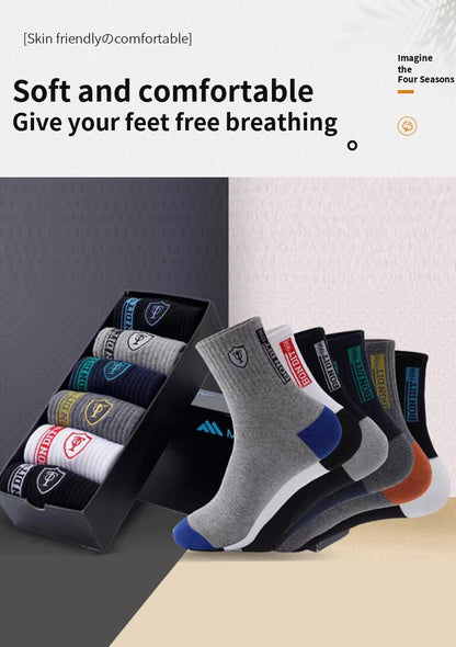 5 Pairs of Autumn and Winter MEN'S Sports Socks for Summer Leisure, Sweat Wicking, Lightweight and Breathable Basketball Socks.