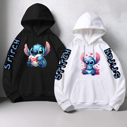 Luxury Brand Women's Hoodies Disney Lilo & Stitch Harajuku Jackets Japanese Fashion Winter Sweaters Women's Warm Sweatshirts.