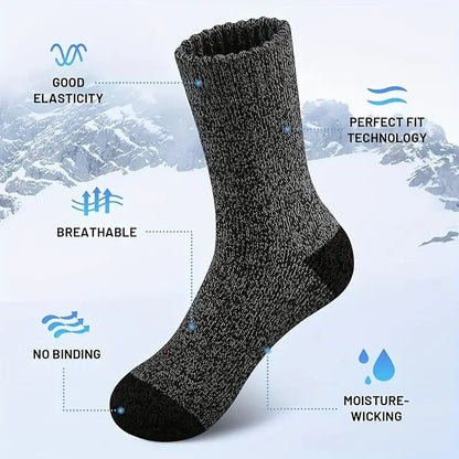 5 Pairs Merino Wool Socks For Men, Super Thick Hiking Socks Thermal Socks For Cold Weather.
