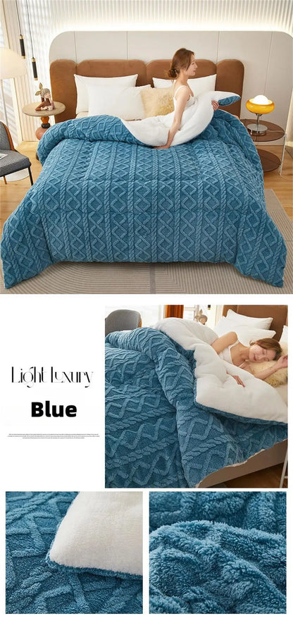 New Super Thick Winter Warm Blanket for Bed Artificial Lamb Cashmere Weighted Blankets Soft Comfortable Warmth Quilt Comforter