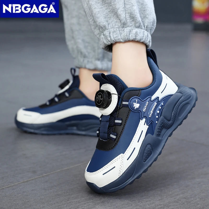 Boys Anti-Slip Waterproof Leather Running Shoes Outdoor Sports Walking Shoes Comfort Kids Sneakers For Autumn Winter 5-16 Years.