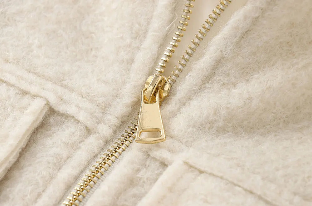 TRZA-Kurzjacke mit Taschen für Damen, Langarmmantel, Reißverschluss vorne, Damenoberbekleidung, schicke Oberteile, Mode.