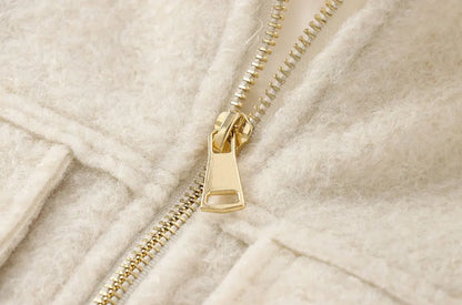 TRZA-Kurzjacke mit Taschen für Damen, Langarmmantel, Reißverschluss vorne, Damenoberbekleidung, schicke Oberteile, Mode.