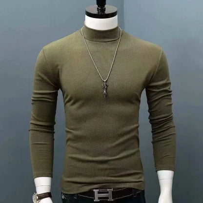 2023 new Sweater Men Solid Color Turtleneck Pullovers Pull Homme Men's cold Blouse Winter Long Sleeve T Shirts