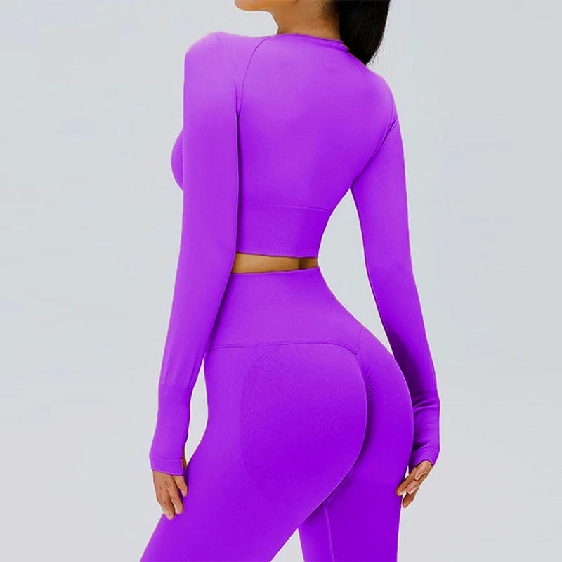 Seamless Sports Suit Yoga Set for Women Fitness Wear Long Sleeve Yoga Clothing Gym Workout Sportswear Two Piece Tracksuit Women.